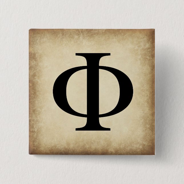 Greek Alphabet Letter Phi 15 Cm Square Badge (Front)