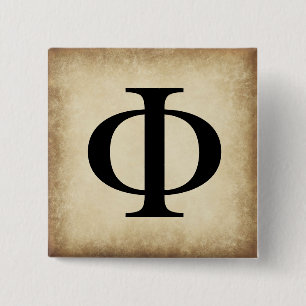 Greek Alphabet Letter Phi 15 Cm Square Badge