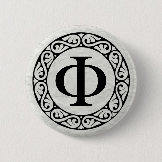 Greek Alphabet Letter Phi 6 Cm Round Badge (Front)