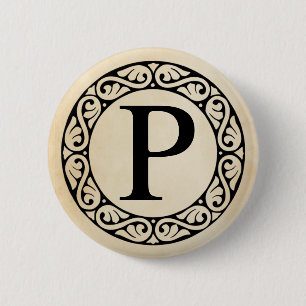 Greek Alphabet Letter Rho 6 Cm Round Badge