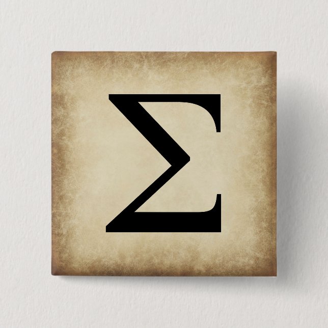 Greek Alphabet Letter Sigma 15 Cm Square Badge (Front)
