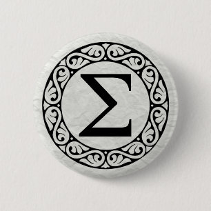 Greek Alphabet Letter Sigma 6 Cm Round Badge