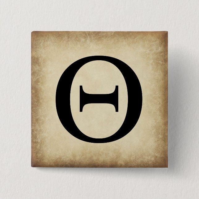 Greek Alphabet Letter Theta 15 Cm Square Badge (Front)