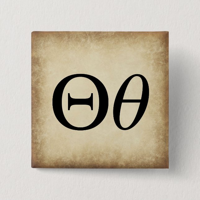 Greek Alphabet Letter Theta 15 Cm Square Badge (Front)