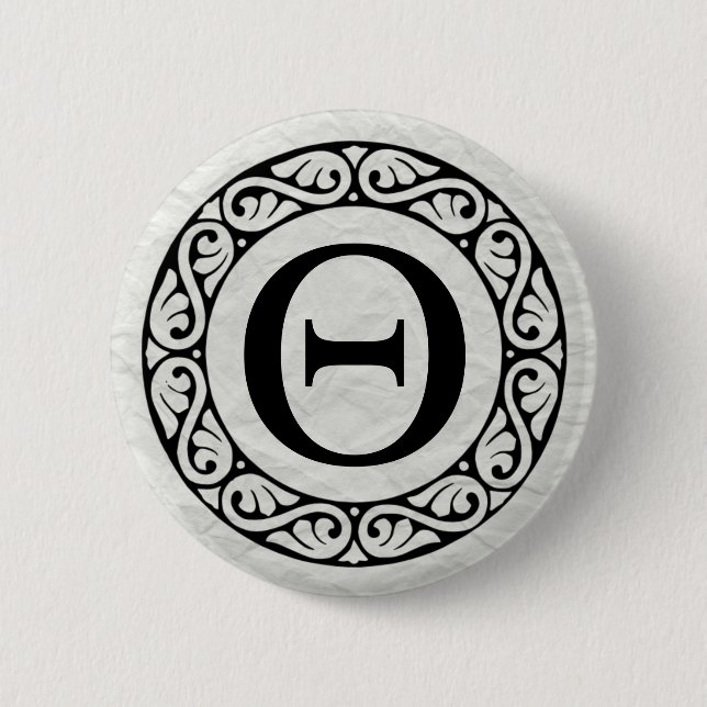 Greek Alphabet Letter Theta 6 Cm Round Badge (Front)