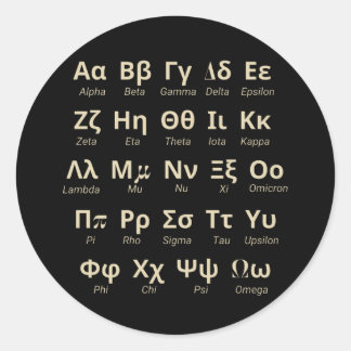 Greek Alphabet Letters In Order With Pronunciation Classic Round Sticker