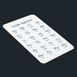 Greek Alphabet Magnet<br><div class="desc">Lower and upper case greek letters with their names. Vector object with custom colours for title,  letters and letter names. Custom background colour.</div>