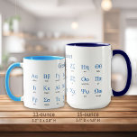 Greek Alphabet Mug<br><div class="desc">Lower and upper case greek letters with their names. Vector object with custom colours for title,  letters and letter names.</div>
