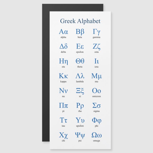 Greek Alphabet Narrow Vertical (Front/Back)