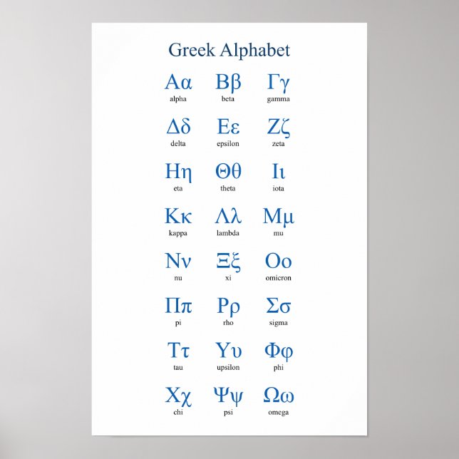 Greek Alphabet Narrow Vertical Poster (Front)
