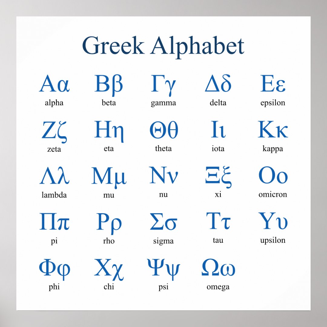 Greek Alphabet Square Poster | Zazzle