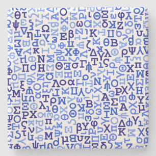 Greek alphabet stone coaster