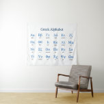 Greek Alphabet Tapestry<br><div class="desc">Lower and upper case greek letters with their names. Vector object with custom colours for title,  letters and letter names. Custom background colour.</div>
