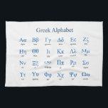 Greek Alphabet Tea Towel<br><div class="desc">Lower and upper case greek letters with their names. Vector object with custom colours for title,  letters and letter names. Custom background colour.</div>