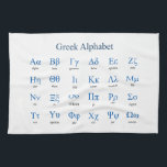 Greek Alphabet Tea Towel<br><div class="desc">Lower and upper case greek letters with their names. Vector object with custom colours for title,  letters and letter names. Custom background colour.</div>