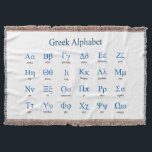Greek Alphabet Throw Blanket<br><div class="desc">Lower and upper case greek letters with their names. Vector object with custom colours for title,  letters and letter names. Custom background colour.</div>