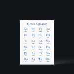 Greek Alphabet Vertical Postcard<br><div class="desc">Lower and upper case greek letters with their names. Vector object with custom colors for title,  letters and letter names. Custom background color.</div>