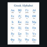 Greek Alphabet Vertical Poster<br><div class="desc">Lower and upper case greek letters with their names. Vector object with custom colors for title,  letters and letter names. Custom background color.</div>
