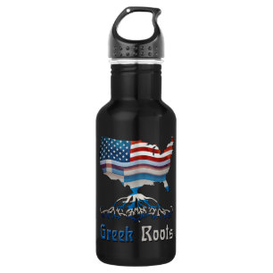 Greek American Flags 532 Ml Water Bottle