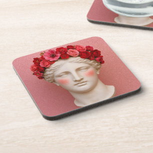 Greek ancient floral woman coaster. coaster