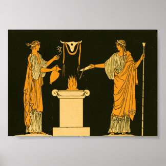 GREEK Ancient Vintage Gods Motif Poster