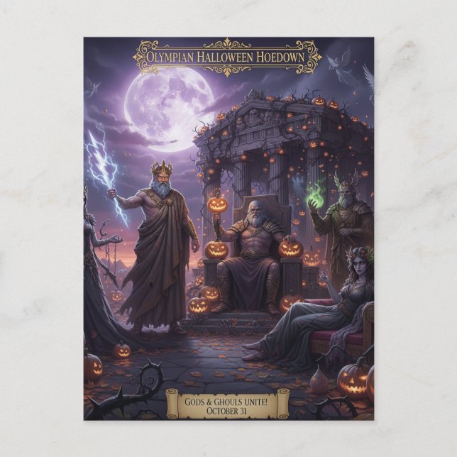 Greek and Roman Mythology Halloween Postcard (Front)