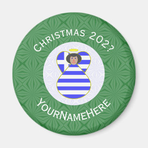 Greek Angel Black Hair Christmas Flag Personalised Magnet