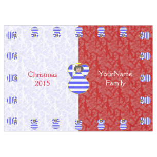 Greek Angel Black Hair Dressed in Flag Tablecloth