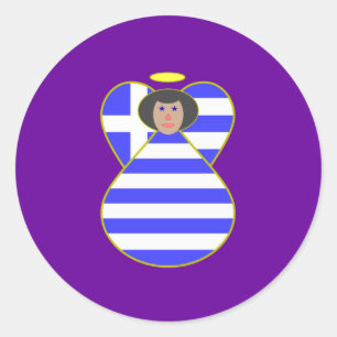 Greek Angel with Black Hair Classic Round Sticker