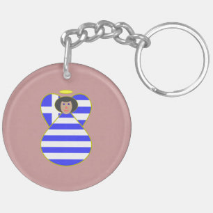 Greek Angel with Black Hair Key Ring