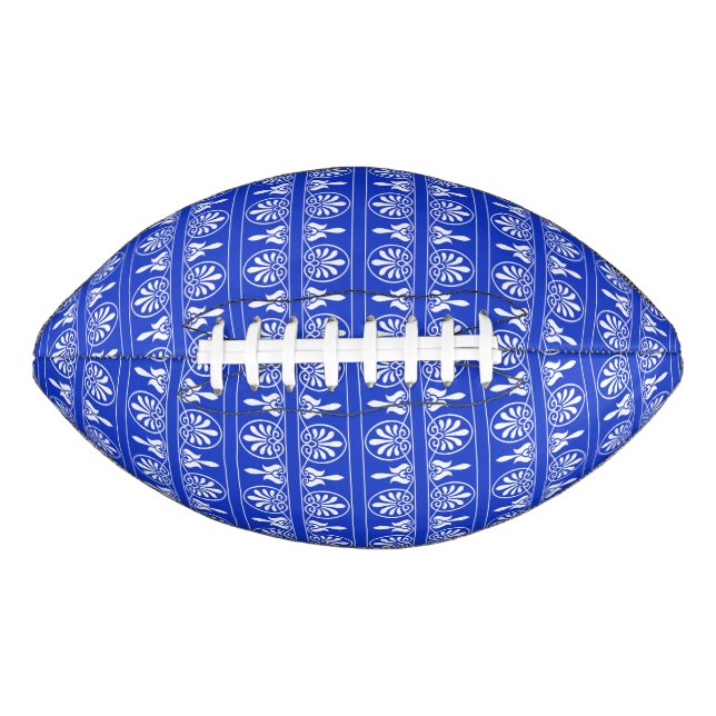 Greek Arabesque Mediterranean Pattern Blue American Football (Front)
