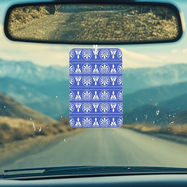 Greek Arabesque Mediterranean Pattern Blue Car Air Freshener (Creator Uploaded)
