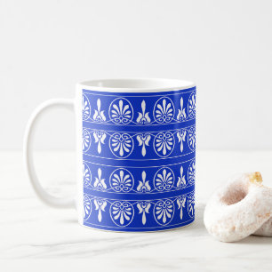 Greek Arabesque Mediterranean Pattern Blue Coffee Mug