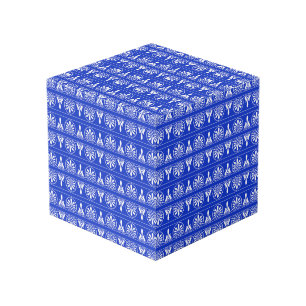 Greek Arabesque Mediterranean Pattern Blue Cube