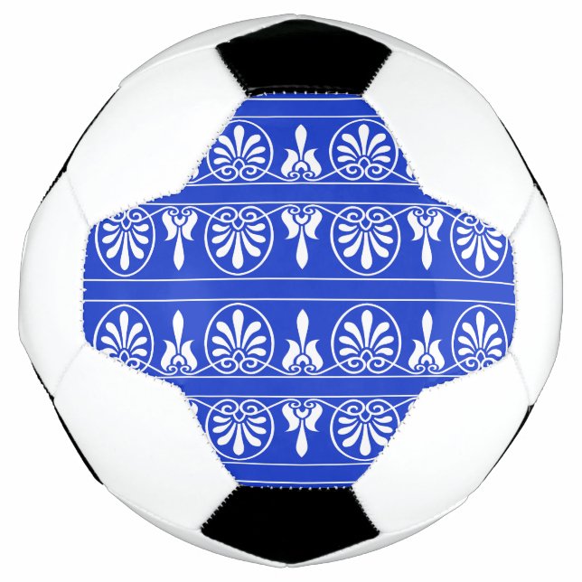Greek Arabesque Mediterranean Pattern Blue Football (Front)