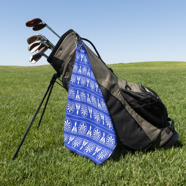 Greek Arabesque Mediterranean Pattern Blue Golf Towel (Green)