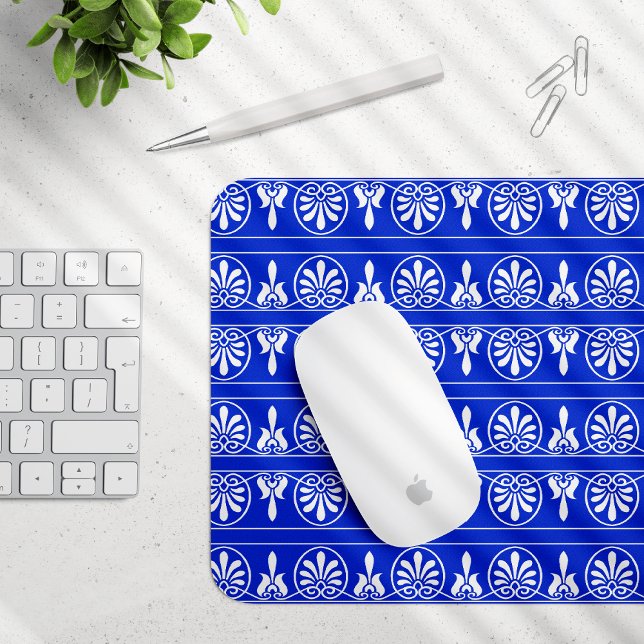 Greek Arabesque Mediterranean Pattern Blue Mouse Mat (Creator Uploaded)