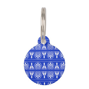 Greek Arabesque Mediterranean Pattern Blue Pet Tag