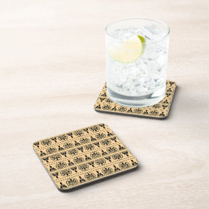 Greek Arabesque Mediterranean Pattern Brown Coaster