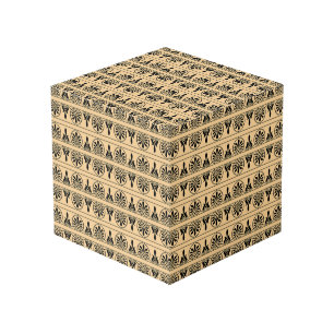 Greek Arabesque Mediterranean Pattern Brown Cube