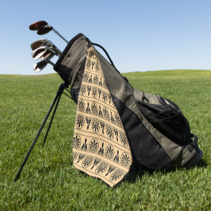Greek Arabesque Mediterranean Pattern Brown Golf Towel