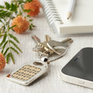 Greek Arabesque Mediterranean Pattern Brown Key Ring