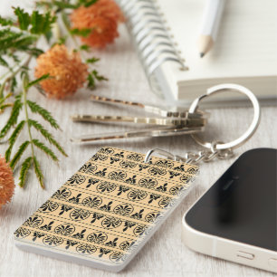 Greek Arabesque Mediterranean Pattern Brown Key Ring