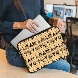 Greek Arabesque Mediterranean Pattern Brown Laptop Sleeve