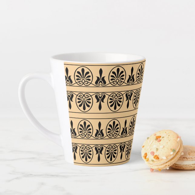 Greek Arabesque Mediterranean Pattern Brown Latte Mug (In Situ)