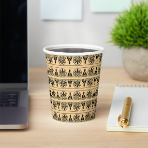 Greek Arabesque Mediterranean Pattern Brown Paper Cups