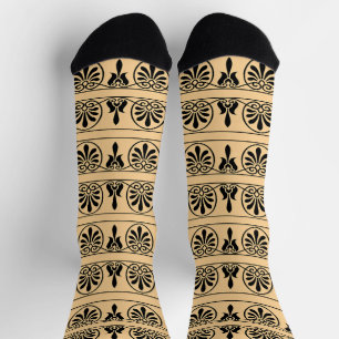 Greek Arabesque Mediterranean Pattern Brown Socks