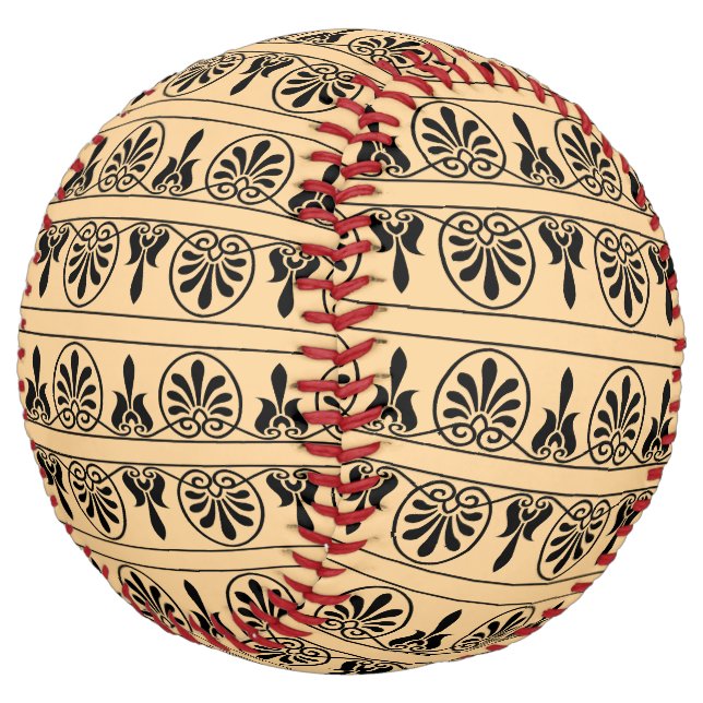 Greek Arabesque Mediterranean Pattern Brown Softball (Angled)