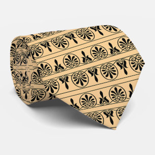 Greek Arabesque Mediterranean Pattern Brown Tie