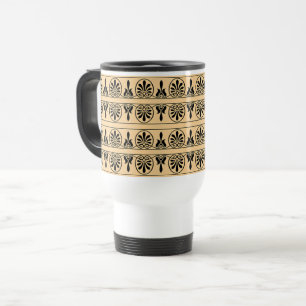Greek Arabesque Mediterranean Pattern Brown Travel Mug